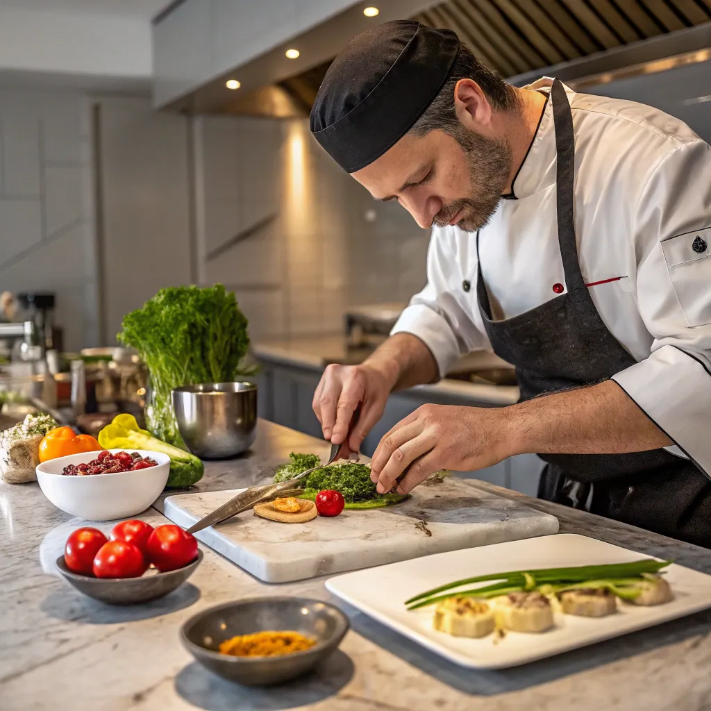 Chef preparing gourmet dish